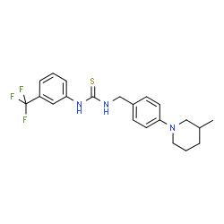 ChemSpider 2D Image | 1-[4-(3-Methyl-1-piperidinyl)benzyl]-3-[3-(trifluoromethyl)phenyl]thiourea | C21H24F3N3S