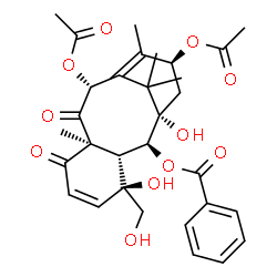 ChemSpider 2D Image | (2alpha,10beta,13alpha)-10,13-Diacetoxy-1,4,20-trihydroxy-7,9-dioxotaxa-5,11-dien-2-yl benzoate | C31H36O11