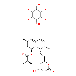 ChemSpider 2D Image | (1S,3R,7S,8S,8aR)-8-{2-[(2R,4R)-4-Hydroxy-6-oxotetrahydro-2H-pyran-2-yl]ethyl}-3,7-dimethyl-1,2,3,7,8,8a-hexahydro-1-naphthalenyl (2S)-2-methylbutanoate - 1,2,3,4,5,6-cyclohexanehexol (1:1) | C30H48O11