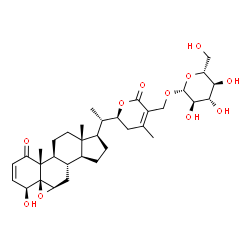 ChemSpider 2D Image | (4beta,5beta,6beta,22S)-4-Hydroxy-1,26-dioxo-5,6:22,26-diepoxyergosta-2,24-dien-27-yl beta-D-glucopyranoside | C34H48O11