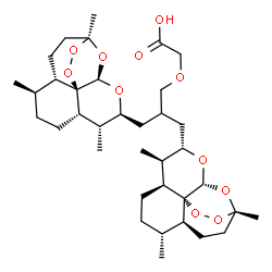 ChemSpider 2D Image | (3-[(1S,4S,5R,8S,9R,10S,12R,13R)-1,5,9-Trimethyl-11,14,15,16-tetraoxatetracyclo[10.3.1.0~4,13~.0~8,13~]hexadec-10-yl]-2-{[(1S,4S,5R,8S,9R,10S,12R,13R)-1,5,9-trimethyl-11,14,15,16-tetraoxatetracyclo[10
.3.1.0~4,13~.0~8,13~]hexadec-10-yl]methyl}propoxy)acetic acid | C36H56O11