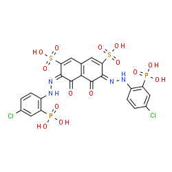 ChemSpider 2D Image | (3Z,6E)-3,6-Bis[(4-chloro-2-phosphonophenyl)hydrazono]-4,5-dioxo-3,4,5,6-tetrahydro-2,7-naphthalenedisulfonic acid | C22H16Cl2N4O14P2S2