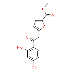 ChemSpider 2D Image | Methyl 5-[2-(2,4-dihydroxyphenyl)-2-oxoethyl]-2-furoate | C14H12O6