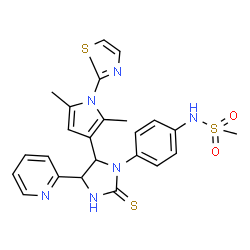 ChemSpider 2D Image | N-(4-{5-[2,5-Dimethyl-1-(1,3-thiazol-2-yl)-1H-pyrrol-3-yl]-4-(2-pyridinyl)-2-thioxo-1-imidazolidinyl}phenyl)methanesulfonamide | C24H24N6O2S3