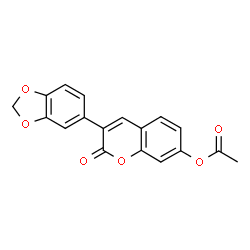 ChemSpider 2D Image | 3-(1,3-Benzodioxol-5-yl)-2-oxo-2H-chromen-7-yl acetate | C18H12O6