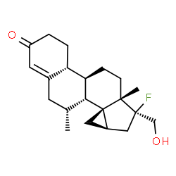 ChemSpider 2D Image | (4aR,4bR,6aS,7S,8aR,9aR,9bR,10R)-7-Fluoro-7-(hydroxymethyl)-6a,10-dimethyl-4,4a,4b,6,6a,7,8,8a,9,9b,10,11-dodecahydro-3H-cyclopropa[1,5]cyclopenta[1,2-a]phenanthren-2(5H)-one | C21H29FO2