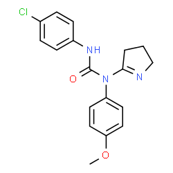 ChemSpider 2D Image | 3-(4-Chlorophenyl)-1-(3,4-dihydro-2H-pyrrol-5-yl)-1-(4-methoxyphenyl)urea | C18H18ClN3O2