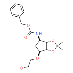 ChemSpider 2D Image | Benzyl ((3aS,4R,6S,6aR)-6-(2-hydroxyethoxy)-2,2-dimethyltetrahydro-3aH-cyclopenta[d][1,3]dioxol-4-yl)carbamate | C18H25NO6