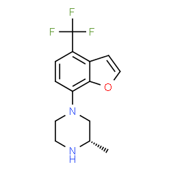 ChemSpider 2D Image | (3S)-3-Methyl-1-[4-(trifluoromethyl)-1-benzofuran-7-yl]piperazine | C14H15F3N2O