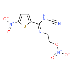 ChemSpider 2D Image | 2-{(Z)-[(Cyanoamino)(5-nitro-2-thienyl)methylene]amino}ethyl nitrate | C8H7N5O5S