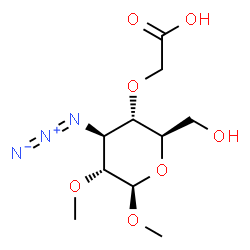ChemSpider 2D Image | Methyl 3-azido-4-O-(carboxymethyl)-3-deoxy-2-O-methyl-beta-D-glucopyranoside | C10H17N3O7