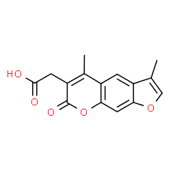 ChemSpider 2D Image | (3,5-Dimethyl-7-oxo-7H-furo[3,2-g]chromen-6-yl)acetic acid | C15H12O5