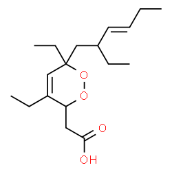 ChemSpider 2D Image | {4,6-Diethyl-6-[(3E)-2-ethyl-3-hexen-1-yl]-3,6-dihydro-1,2-dioxin-3-yl}acetic acid | C18H30O4