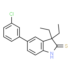 ChemSpider 2D Image | 5-(3-Chlorophenyl)-3,3-diethyl-1,3-dihydro-2H-indole-2-thione | C18H18ClNS