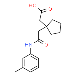 ChemSpider 2D Image | (1-{2-[(3-Methylphenyl)amino]-2-oxoethyl}cyclopentyl)acetic acid | C16H21NO3