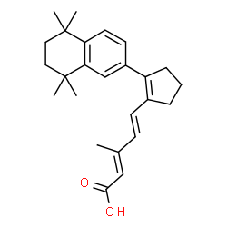 ChemSpider 2D Image | (2E,4E)-3-Methyl-5-[2-(5,5,8,8-tetramethyl-5,6,7,8-tetrahydro-2-naphthalenyl)-1-cyclopenten-1-yl]-2,4-pentadienoic acid | C25H32O2