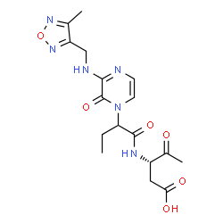 ChemSpider 2D Image | (3S)-3-({2-[3-{[(4-Methyl-1,2,5-oxadiazol-3-yl)methyl]amino}-2-oxo-1(2H)-pyrazinyl]butanoyl}amino)-4-oxopentanoic acid | C17H22N6O6