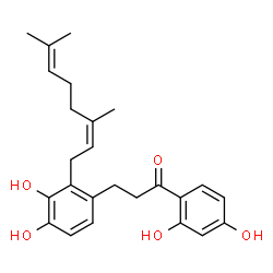 ChemSpider 2D Image | 1-(2,4-Dihydroxyphenyl)-3-{2-[(2Z)-3,7-dimethyl-2,6-octadien-1-yl]-3,4-dihydroxyphenyl}-1-propanone | C25H30O5