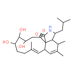 ChemSpider 2D Image | (7E)-11,12,13-Trihydroxy-3-isobutyl-4,5,8-trimethyl-3,3a,4,6a,9,10,11,12,13,14-decahydro-1H-cycloundeca[d]isoindole-1,15(2H)-dione | C24H37NO5