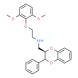 ChemSpider 2D Image | 2-(2,6-Dimethoxyphenoxy)-N-{[(2R)-3-phenyl-2,3-dihydro-1,4-benzodioxin-2-yl]methyl}ethanamine | C25H27NO5