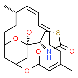 ChemSpider 2D Image | (4R)-4-[(4Z,8E,10Z,12S,17R)-17-Hydroxy-5,12-dimethyl-3-oxo-2,16-dioxabicyclo[13.3.1]nonadeca-4,8,10-trien-17-yl]-1,3-thiazolidin-2-one | C22H31NO5S