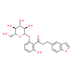 ChemSpider 2D Image | 2-[3-(1-Benzofuran-5-yl)propanoyl]-3-hydroxyphenyl beta-D-glucopyranoside | C23H24O9