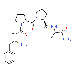 ChemSpider 2D Image | 1-[(2S,3R)-3-Amino-2-hydroxy-4-phenylbutanoyl]prolyl-L-prolyl-L-alaninamide | C23H33N5O5