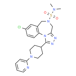 ChemSpider 2D Image | 8-Chloro-N,N-dimethyl-1-[1-(2-pyridinyl)-4-piperidinyl]-4H-[1,2,4]triazolo[4,3-a][1,4]benzodiazepine-5(6H)-sulfonamide | C22H26ClN7O2S