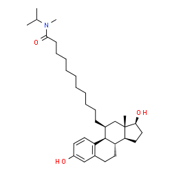 ChemSpider 2D Image | 11-[(11beta,17beta)-3,17-Dihydroxyestra-1,3,5(10)-trien-11-yl]-N-isopropyl-N-methylundecanamide | C33H53NO3