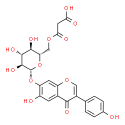ChemSpider 2D Image | 6-Hydroxy-3-(4-hydroxyphenyl)-4-oxo-4H-chromen-7-yl 6-O-(carboxyacetyl)-beta-L-glucopyranoside | C24H22O13