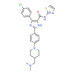 ChemSpider 2D Image | 4-(4-Chlorophenyl)-2-(4-{4-[(dimethylamino)methyl]-1-piperidinyl}phenyl)-N-(1,3-thiazol-2-yl)-1H-imidazole-5-carboxamide | C27H29ClN6OS