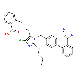 ChemSpider 2D Image | 2-{[(2-Butyl-4-chloro-1-{[2'-(2H-tetrazol-5-yl)-4-biphenylyl]methyl}-1H-imidazol-5-yl)methoxy]methyl}benzoic acid | C30H29ClN6O3