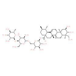 ChemSpider 2D Image | 6-Deoxy-alpha-L-mannopyranosyl-(1->4)-beta-D-glucopyranosyl-(1->6)-1-O-[(2alpha,3beta)-2,3,23-trihydroxy-28-oxours-12-en-28-yl]-alpha-L-idopyranose | C48H78O19