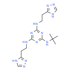 ChemSpider 2D Image | N~2~-(2-Methyl-2-propanyl)-N~4~,N~6~-bis[2-(4H-1,2,4-triazol-3-yl)ethyl]-1,3,5-triazine-2,4,6-triamine | C15H24N12