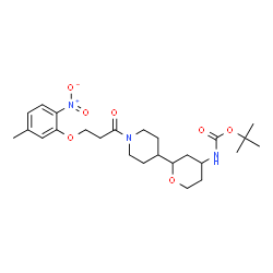 ChemSpider 2D Image | 2-Methyl-2-propanyl (2-{1-[3-(5-methyl-2-nitrophenoxy)propanoyl]-4-piperidinyl}tetrahydro-2H-pyran-4-yl)carbamate | C25H37N3O7