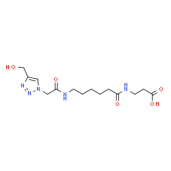 ChemSpider 2D Image | N-[6-({[4-(Hydroxymethyl)-1H-1,2,3-triazol-1-yl]acetyl}amino)hexanoyl]-beta-alanine | C14H23N5O5