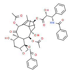 ChemSpider 2D Image | (2alpha,3xi,5beta,7beta,10beta,13alpha)-2,10-Diacetoxy-13-{[(2R,3S)-3-(benzoylamino)-2-hydroxy-3-phenylpropanoyl]oxy}-1,7-dihydroxy-9-oxo-5,20-epoxytax-11-en-4-yl benzoate | C47H51NO14