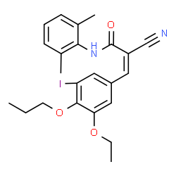 ChemSpider 2D Image | (2Z)-2-Cyano-N-(2,6-dimethylphenyl)-3-(3-ethoxy-5-iodo-4-propoxyphenyl)acrylamide | C23H25IN2O3