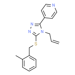 ChemSpider 2D Image | 4-{4-Allyl-5-[(2-methylbenzyl)sulfanyl]-4H-1,2,4-triazol-3-yl}pyridine | C18H18N4S