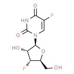 ChemSpider 2D Image | 1-(3-Deoxy-3-fluoro-beta-L-ribofuranosyl)-5-fluoro-2,4(1H,3H)-pyrimidinedione | C9H10F2N2O5