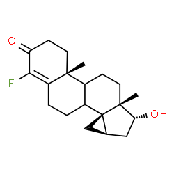 ChemSpider 2D Image | (4aR,6aS,7R,8aR,9aR)-1-Fluoro-7-hydroxy-4a,6a-dimethyl-4,4a,4b,6,6a,7,8,8a,9,9b,10,11-dodecahydro-3H-cyclopropa[1,5]cyclopenta[1,2-a]phenanthren-2(5H)-one | C20H27FO2