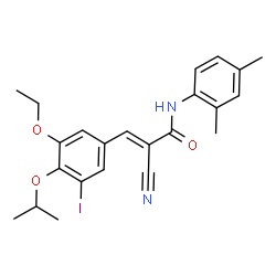 ChemSpider 2D Image | (2E)-2-Cyano-N-(2,4-dimethylphenyl)-3-(3-ethoxy-5-iodo-4-isopropoxyphenyl)acrylamide | C23H25IN2O3