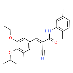 ChemSpider 2D Image | (2E)-2-Cyano-N-(2,5-dimethylphenyl)-3-(3-ethoxy-5-iodo-4-isopropoxyphenyl)acrylamide | C23H25IN2O3