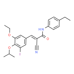 ChemSpider 2D Image | (2E)-2-Cyano-3-(3-ethoxy-5-iodo-4-isopropoxyphenyl)-N-(4-ethylphenyl)acrylamide | C23H25IN2O3