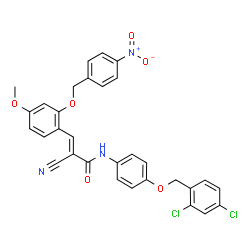 ChemSpider 2D Image | (2E)-2-Cyano-N-{4-[(2,4-dichlorobenzyl)oxy]phenyl}-3-{4-methoxy-2-[(4-nitrobenzyl)oxy]phenyl}acrylamide | C31H23Cl2N3O6