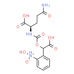 ChemSpider 2D Image | N~2~-[(Carboxy{2-[hydroxy(oxido)-lambda~5~-azanyl]phenyl}methoxy)carbonyl]-D-glutamine | C14H17N3O9