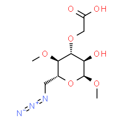 ChemSpider 2D Image | Methyl 6-azido-3-O-(carboxymethyl)-6-deoxy-4-O-methyl-alpha-D-glucopyranoside | C10H17N3O7