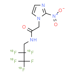 ChemSpider 2D Image | N-{3-Fluoro-2,2,3,3-tetrakis[(~18~F)fluoro]propyl}-2-(2-nitro-1H-imidazol-1-yl)acetamide | C8H7F18F4N4O3