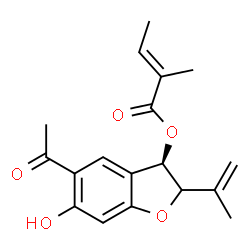 ChemSpider 2D Image | (3R)-5-Acetyl-6-hydroxy-2-isopropenyl-2,3-dihydro-1-benzofuran-3-yl (2E)-2-methyl-2-butenoate | C18H20O5