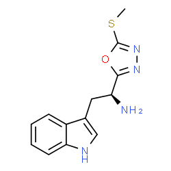 ChemSpider 2D Image | (S)-2-(1H-Indol-3-yl)-1-(5-methylsulfanyl-[1,3,4]oxadiazol-2-yl)-ethylamine | C13H14N4OS